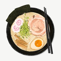 Ramen noodle, Japanese food collage element  psd