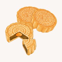 Chinese Mooncake, dessert food illustration