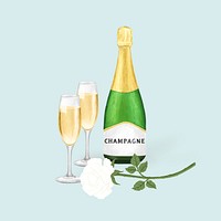 Champagne drinks, alcoholic beverage illustration