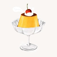 Custard pudding, dessert illustration