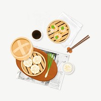 Dim sum, Chinese food collage element  psd