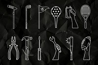 Sport & tool line art set psd