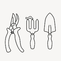 Gardening tools line art vector