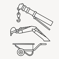 Construction tools line art vector