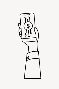 Mobile banking line art vector