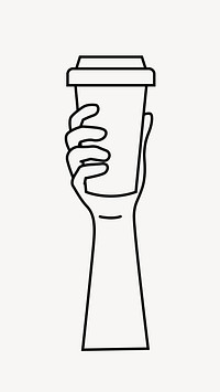 Takeaway coffee cup line art vector