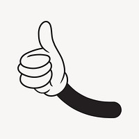 Cartoon thumbs up hand, gesture line art illustration vector