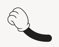 Cartoon raised fist, gesture line art illustration vector