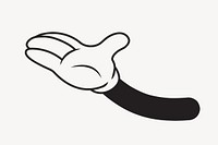 Cartoon palm hand, gesture line art illustration vector