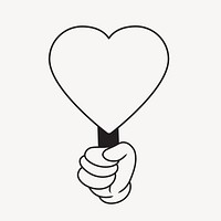 Heart sign, cartoon hand illustration vector