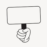 Blank sign, cartoon hand illustration vector