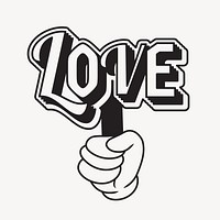 Cartoon Love sign, cartoon hand illustration, gesture line art illustration vector