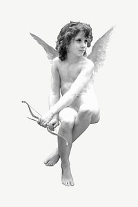 Cupid statue collage element psd