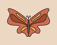 Brown butterfly, retro illustration vector