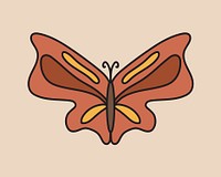 Brown butterfly, retro illustration