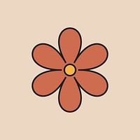 Brown flower, retro illustration vector