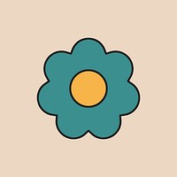 Green flower, retro illustration vector