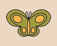 Green butterfly, retro illustration vector