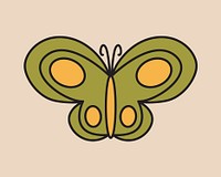 Green butterfly, retro illustration