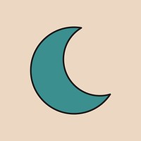 Green crescent moon, retro illustration