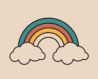 Rainbow cloud, retro illustration vector