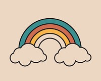 Rainbow cloud, retro illustration