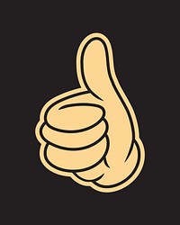 Cartoon thumbs up hand, gesture line art illustration