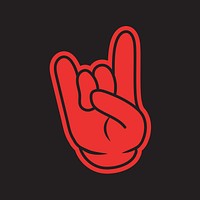 Cartoon rock hand sign, gesture line art illustration vector