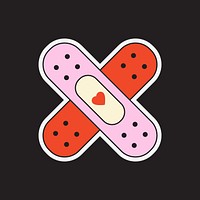 X cross bandage, love collage element vector