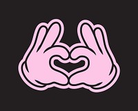 Cartoon heart hands, gesture line art illustration vector