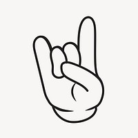 Cartoon rock hand, gesture line art illustration vector