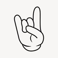 Cartoon rock hand, gesture line art illustration