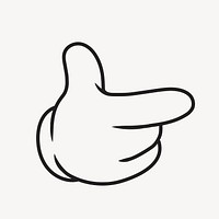 Cartoon pointing finger, gesture line art illustration