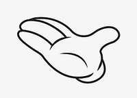 Cartoon palm hand, gesture line art illustration