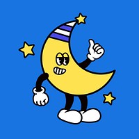 Thumbs up moon, cartoon character illustration