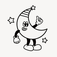 Thumbs up moon, cartoon character illustration vector