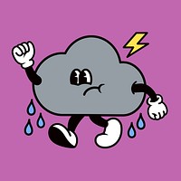 Raining cloud, weather cartoon character illustration