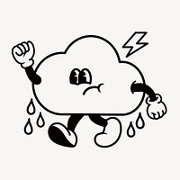 Raining cloud, weather cartoon character illustration vector