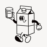 Retro milk carton, food illustration