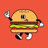 Retro hamburger, food illustration