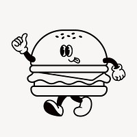 Retro hamburger, food illustration