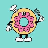 Retro donut, food illustration vector