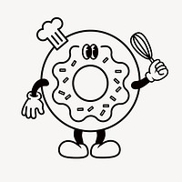 Retro donut, food illustration