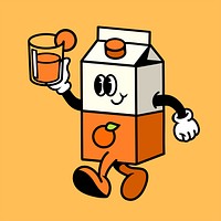 Retro orange juice carton, food illustration