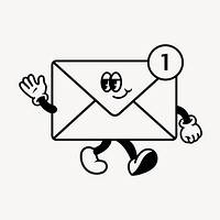 Email notification, cartoon character illustration