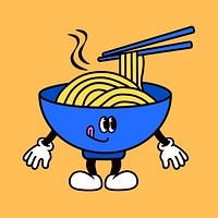 Retro ramen noodle, food illustration vector