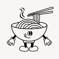 Retro ramen noodle, food illustration vector