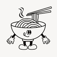Retro ramen noodle, food illustration