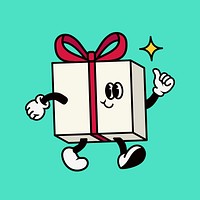 Gift box cartoon, line art illustration