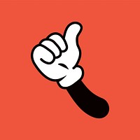 Cartoon thumbs up hand, gesture line art illustration